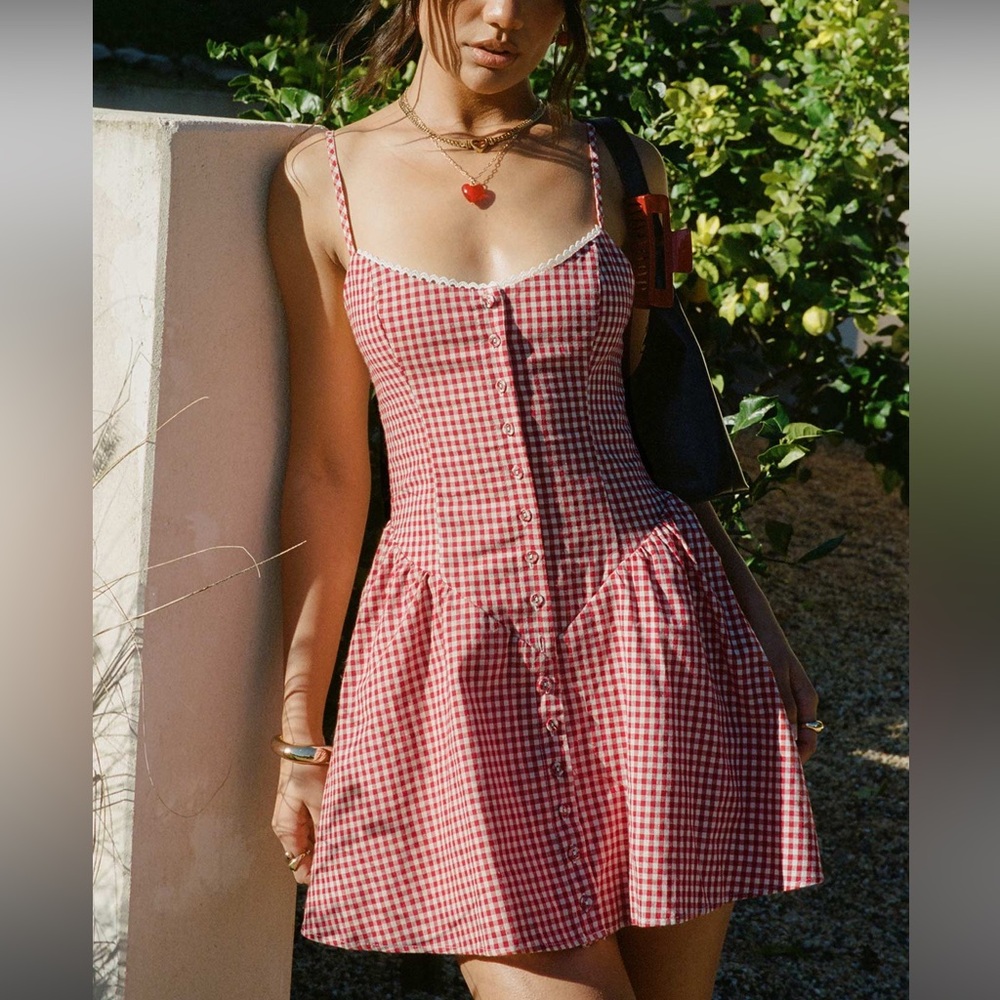 Princess Polly Red Checkered Midi Dress